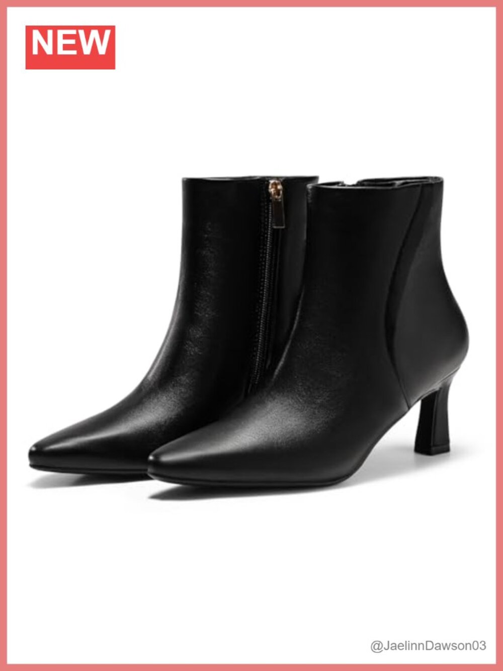 Coutgo Women's Pointed Toe Kitten Heel Ankle Boots Side Zipper Dress Booties
